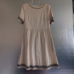 Piper & Scoot Aniston Dress Womens S Cream with Black Nautical Stripe, Pockets